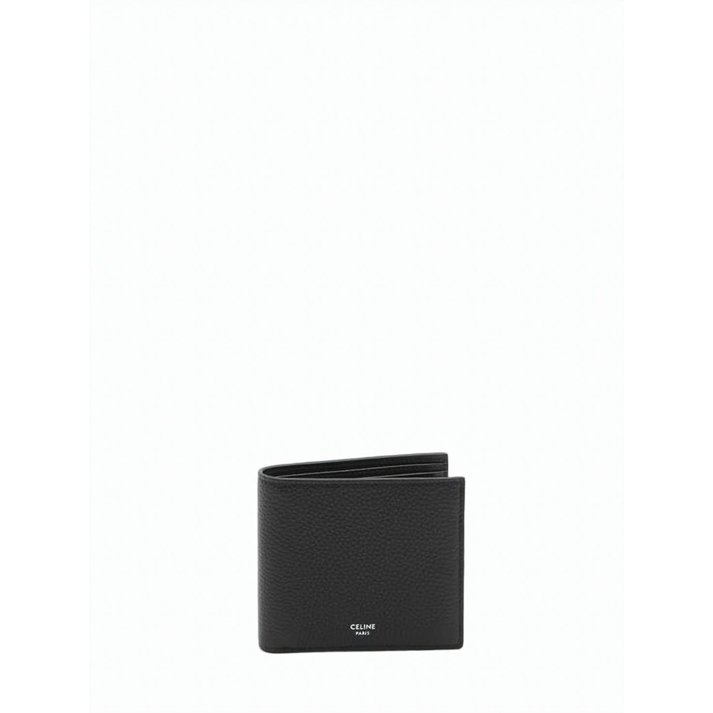 CELINE Compact Bifold Wallet in Textured Calf Leather